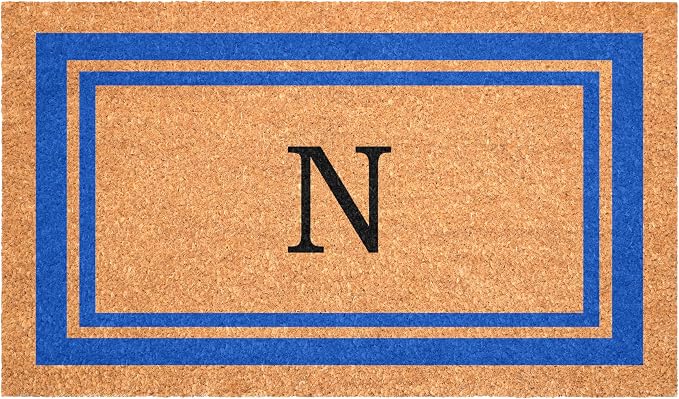 Calloway Mills 152972436N Blue Border 24" x 36" Monogram Doormat by Callowaymills