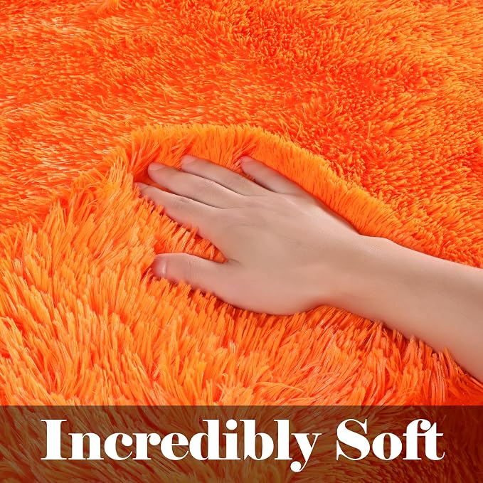 Orange Area Rugs for Bedroom Living Room, Fluffy 4x6 Indoor Bedside Floor Throw - Image 2