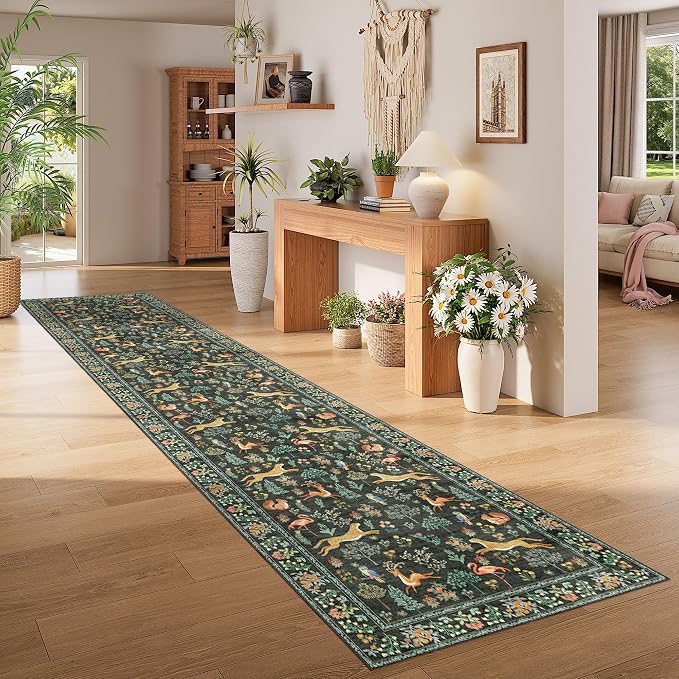DUKINO 3x14 Runner Rug for Hallway, Washable Animal Kitchen Rugs, Low Pile - Image 3