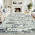 8x10 Washable Area Rug for Living Room Bedroom: Non-Slip Modern Black Gray | by Oriannal