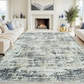 9x12 Washable Area Rug for Living Room Bedroom: Non-Slip Modern Black Gray | by Oriannal