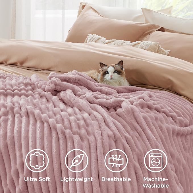Bedsure Soft Twin Blanket for Bed Decor Gifts Pink 60"x80" | Birthday Gifts for - Image 5