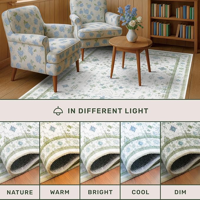Blue and Green 4x6 Rugs for Small Living Room - Image 9