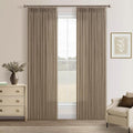 Latte Pinch Pleat Light Filter Thick Linen Semi Sheer Curtains 80 Inch Long | by Twodrapes