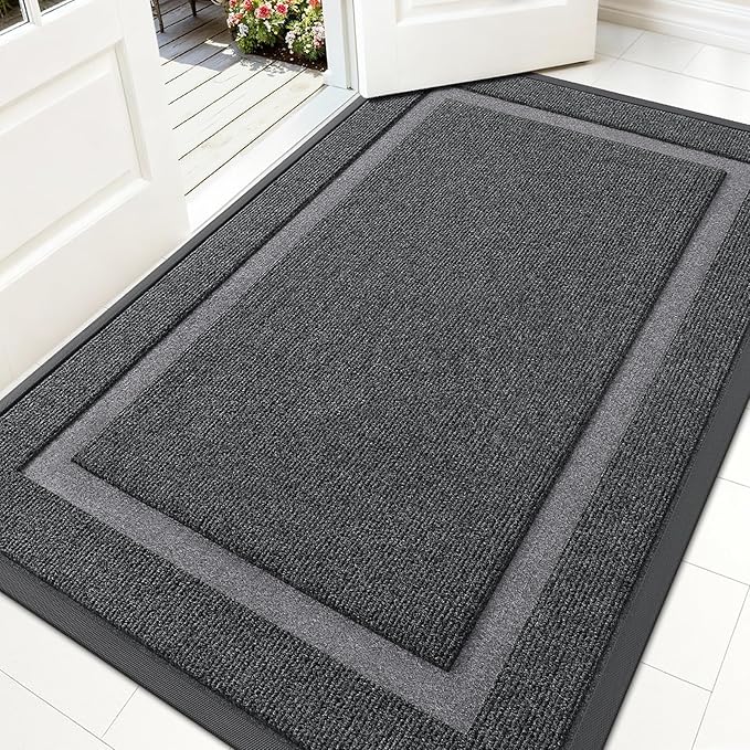 OLANLY Front Door Mat Outside 59x30, All-Season Heavy-Duty Rubber Doormat | Grey by OLANLY