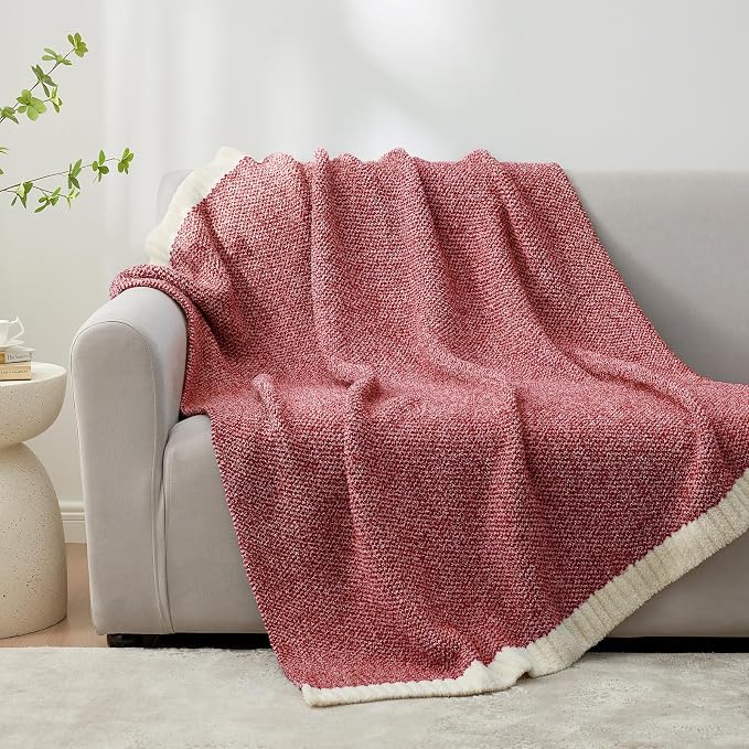 Snuggle Sac Christmas Red Blanket Twin Size, Ultra Soft Warm Fuzzy Knit Blanket - Image 2