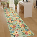 DUKINO 2.6x10 Runner Rug for Hallway, Floral Washable Rug Non Slip, Low Pile by DUKINO