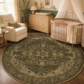 RELEANY Washable Area Rug, Round 5ft, Water Repellent, Pet Friendly, Vintage by RELEANY