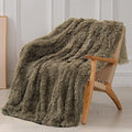 Tuddrom Decorative Extra Soft Faux Fur Blanket Queen Size 80" x 90",Solid Reversible Fuzzy Fluffy Cozy Plush Fleece Comfy Microfiber Fur Blanket for Couch Sofa Bed,Brown