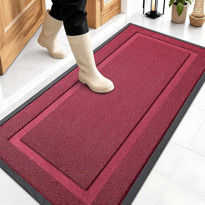 OLANLY Front Door Mat Outside 47x23, All-Season Heavy-Duty Rubber Doormat | by OLANLY