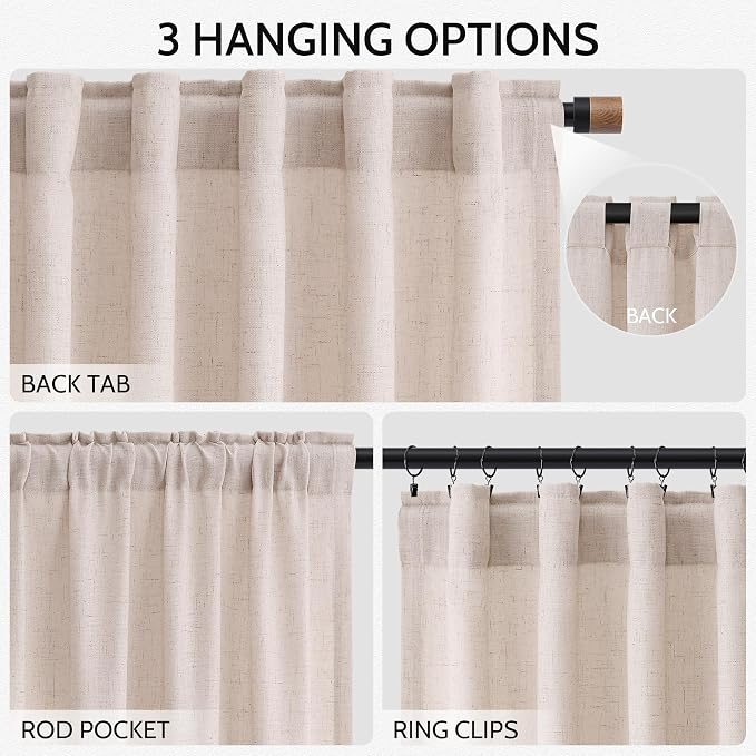 Natural White Linen Curtains 108 Inches Long - Image 2