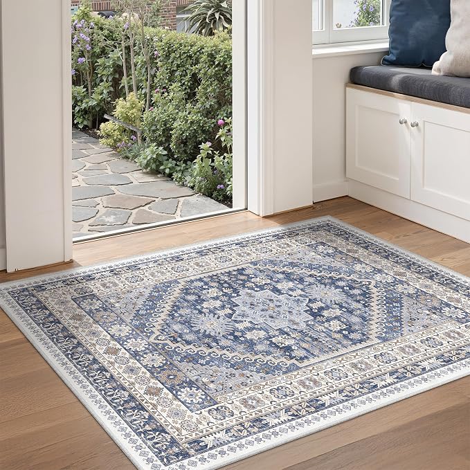 3x4 Rugs for Entryway, Washable Area Rug, Vintage Rug, Stain Resistant Indoor - Image 4