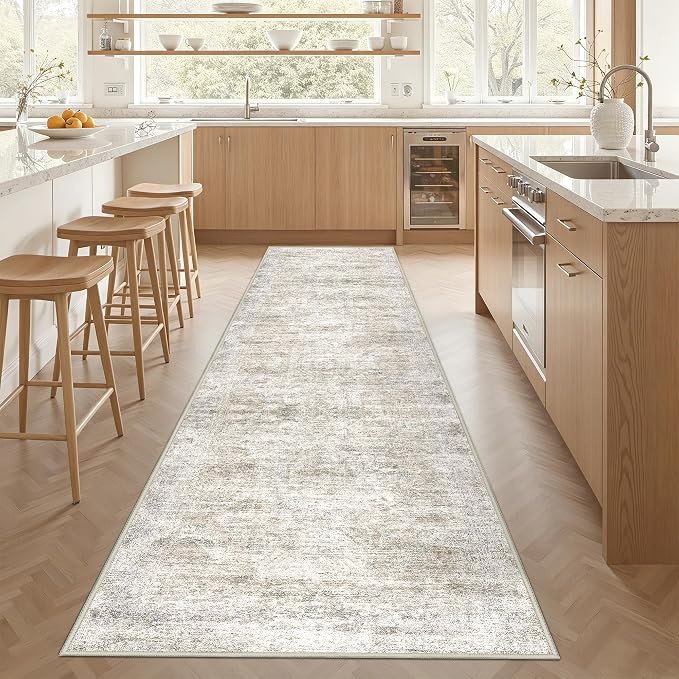 3x10 Runner Rug Non Slip, Washable Hallway Runner Rug, Taupe | Long Neutral Rugs - Image 5