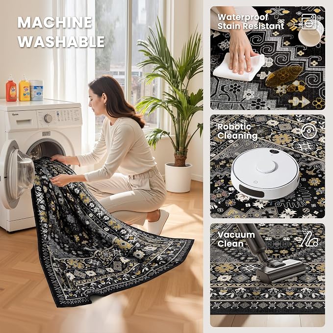 8x10 Area Rugs for Living Room, Large Washable Rug, Dining Room, Low Pile - Image 4