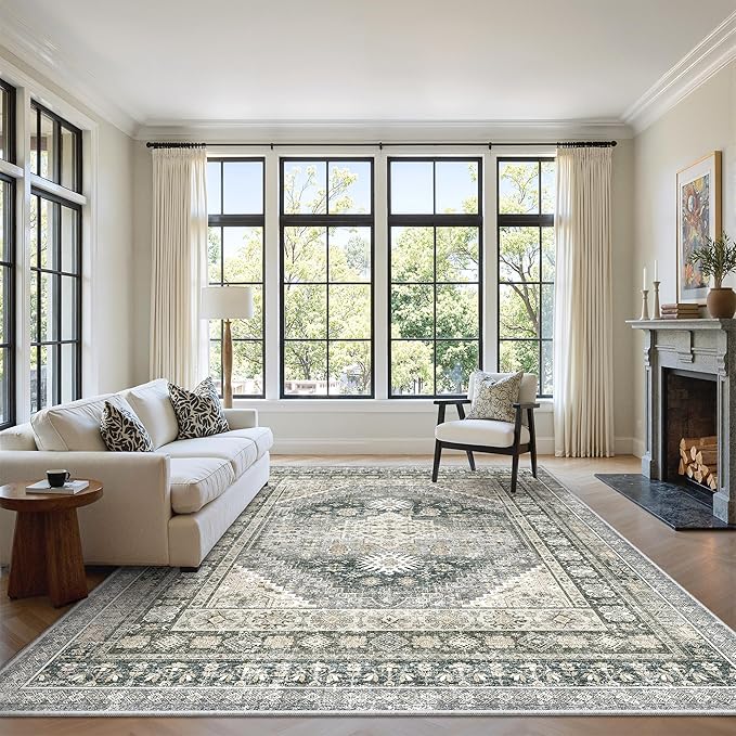 5x7 Area Rugs for Living Room, Large Washable Rug, Wheat | Rugs for Bedroom - Image 4