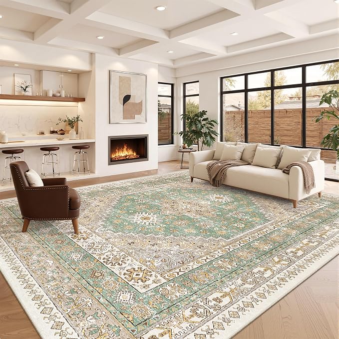 10x14 Area Rugs for Living Room, Large Washable Rug, Dining Room, Low Pile - Image 4