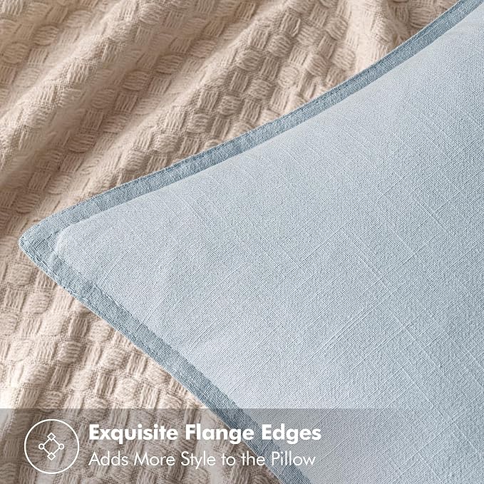 MIULEE Decorative Linen Lumbar Pillow Cover 12x20 Inch Light Blue | Boho - Image 5