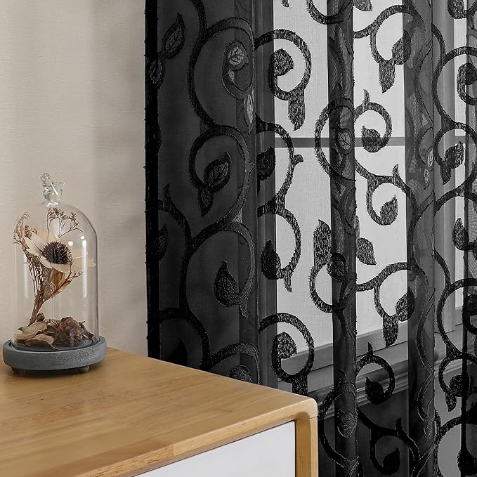 Furman Sheer Curtains Tiers 36 inch Length 2 Panels Set - Image 2