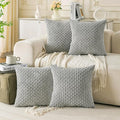 Set of 4 Grey Decorative Throw Pillow Covers 22x22 Inch Corduroy Pillow Covers by Cozoomy