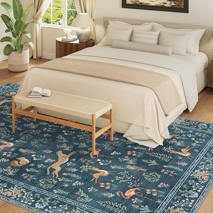 DUKINO 8x10 Area Rugs, Washable Soft Animal Bedroom Rug Non Slip, Low Pile - Image 3