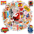 100 PCS Spain Travel Stickers Pack, España Vinyl Waterproof Stickers of Madrid Catalunya Landmarks Flamenco Food and Culture, 9 Sheets for Laptop Water Bottle Scrapbook