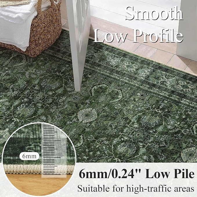 Schweek 8x10 Washable Area Rugs Vintage Non Slip Carpet - Image 4