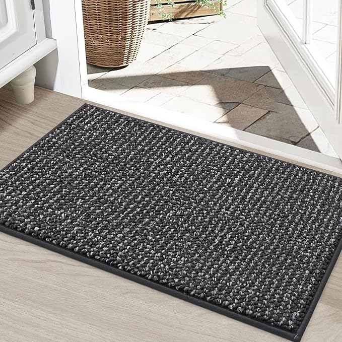 BEQHAUSE Dirt Trapper Door Mat 24"x36", Non-Slip Washable Doormat, Charcoal | by BEQHAUSE
