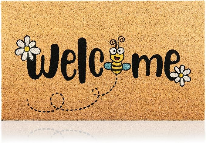 Coir Welcome Mat, 17 x 29 in | 100% Natural Coir, Anti-Shedding, Durable PVC by AmaruDoorMats