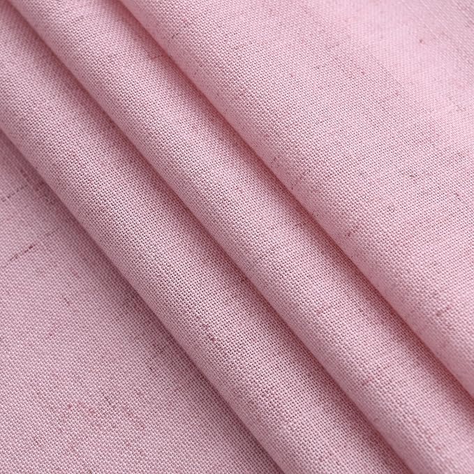 Rose Linen Curtains 90 Inch Long 2 Panels Set Back Tab Rod Pocket Semi Sheer - Image 5