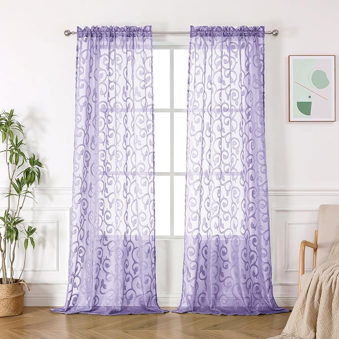 Furman Extra Long Sheer Curtains 96 inches Long by OWENIE