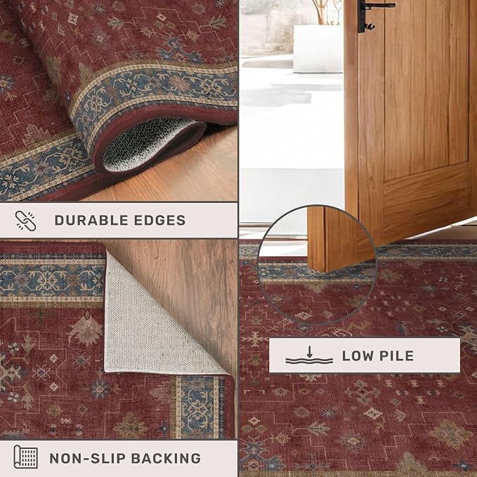 Burgundy 3x10 Long Runner Rug for Hallway - Image 5