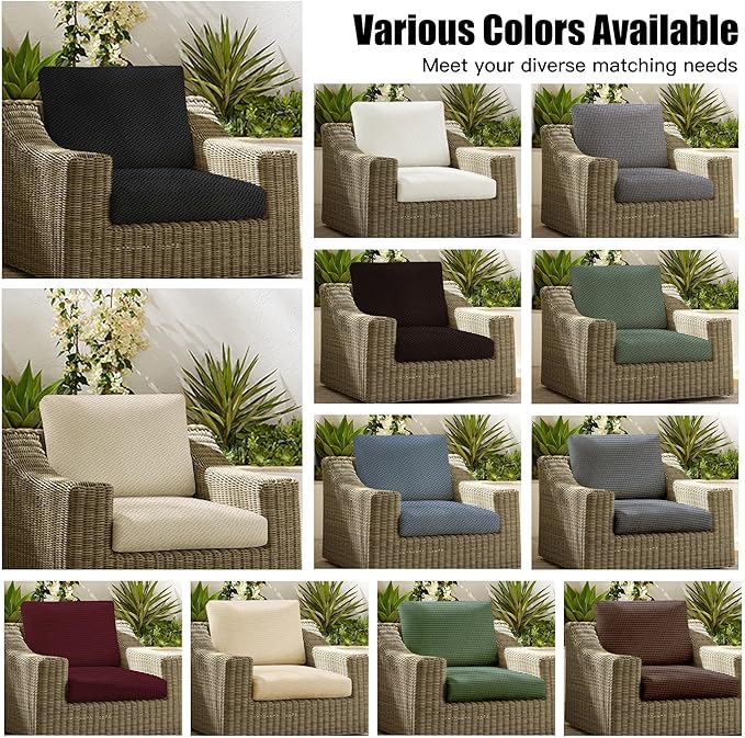 8Pcs Patio Cushion Covers, Outdoor Stretch Cushion Covers, Washable | Stretch - Image 4