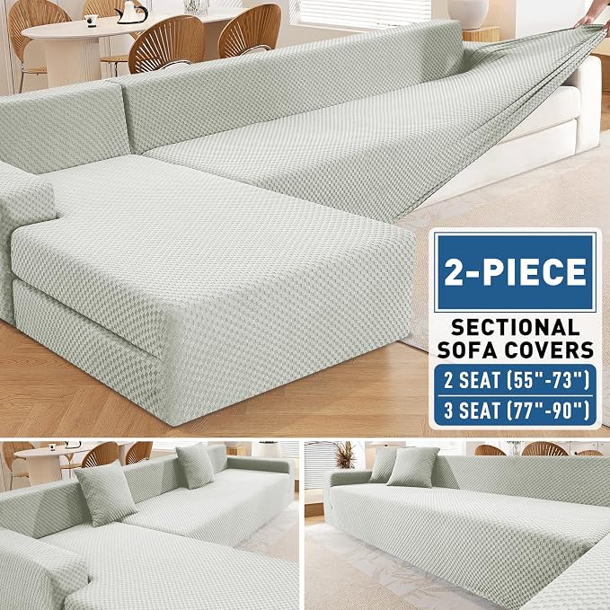 ZNSAYOTX Sectional Couch Covers, Stretch Jacquard Slipcovers - Image 2