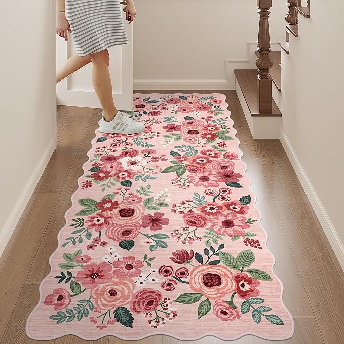 DUKINO 2x5 Washable Runner Rug, Floral Non Slip Rug - Image 4