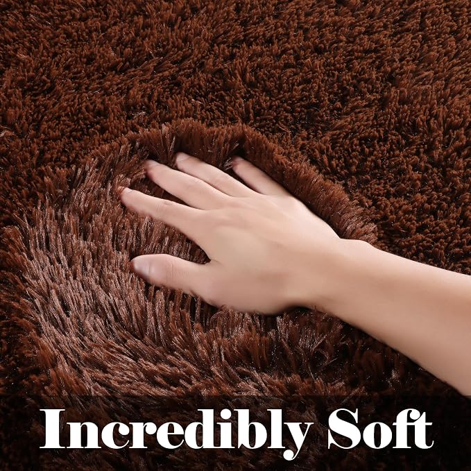 Brown 6x9 Area Rugs for Living Room Bedroom, Large Fluffy Bedside Throw Rug - Image 2