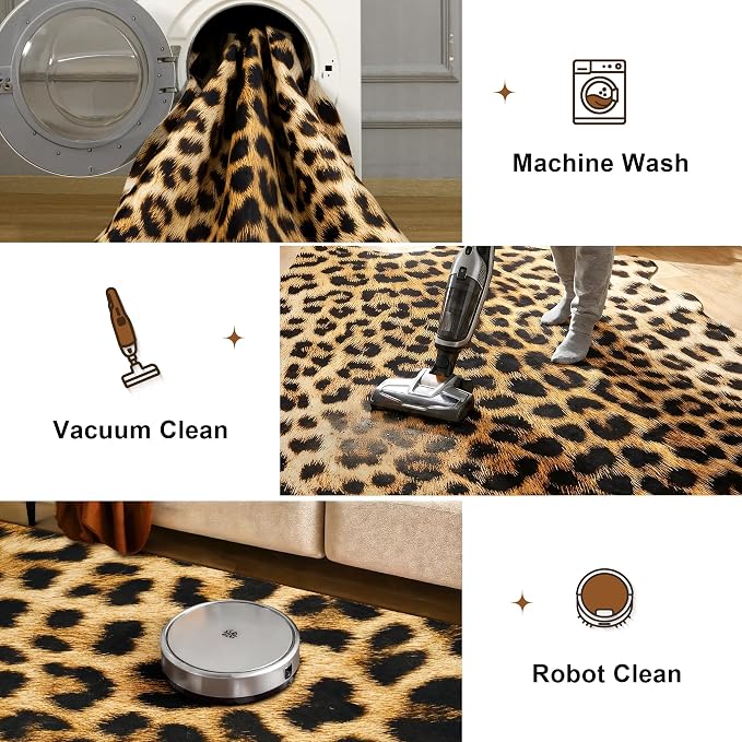 8 x 10 Western Faux Leopard Rug, Large Animal Print Cheetah Rug | Premium - Image 6