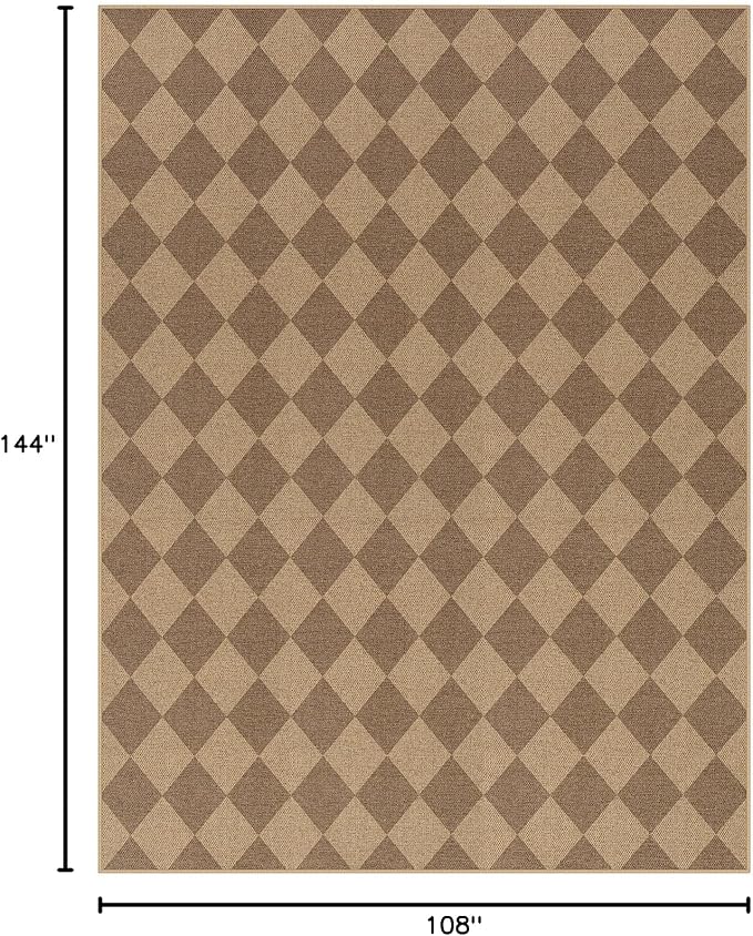 Lahome Checkered Easy Jute Dining Room Rug, 9x12 Outdoor Area Rugs Washable | - Image 2