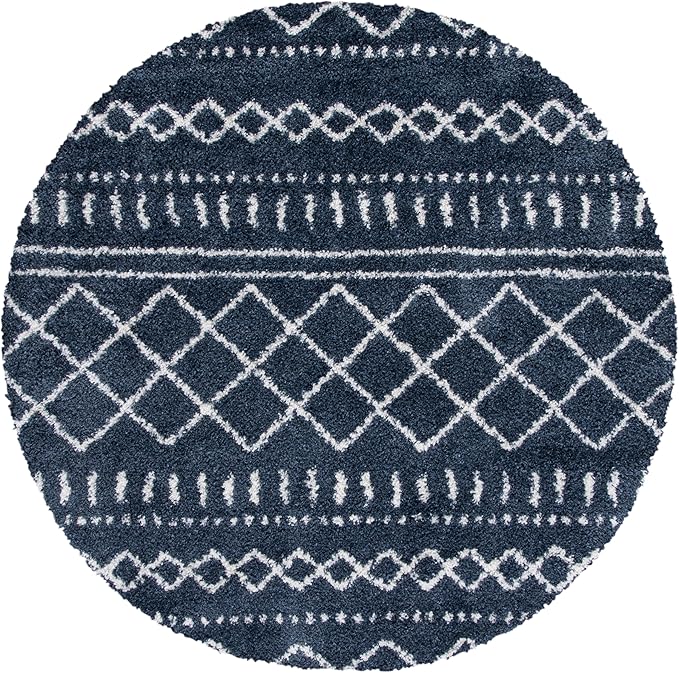 SAFAVIEH Arizona Shag Collection Area Rug - 6' x 8' Oval, Slate Blue & Ivory, Non-Shedding & Easy Cleaning, Plush Thick Pile, Ideal for Living Room, Bedroom, Dining Space (ASG741L)