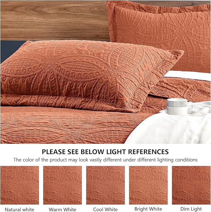 Love's cabin Quilts for Queen Bed Umber Bedspreads - Soft Bed Summer Lightweight Bedspread Comforter - Modern Style Coin Pattern Coverlet for All Season - 3 Pieces (1 Quilt, 2 Pillow Shams)