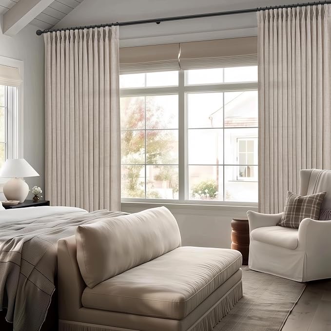 70 Inch Extra Wide Pinch Pleated Linen Light Filtering Dining Room Curtains 102 - Image 7