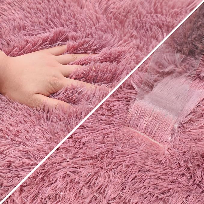 2x6 Bedside Area Rugs for Bedroom Soft Fluffy Shag Blush Pink Rug for Hallway - Image 6