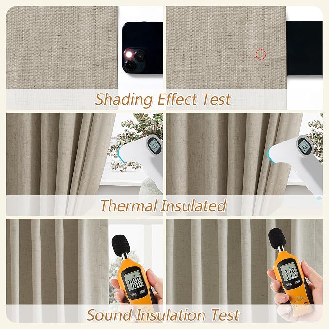 Extra Long 100% Blackout Linen Curtains - Image 5