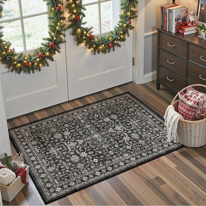 Grey Entry Door Mat 2x3 for Kitchen Bathroom | Non Slip;Machine Washable; - Image 3