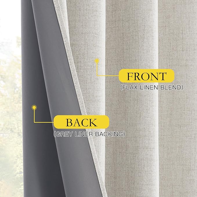 NICETOWN 100% Blackout Linen Curtains 90 inches Length - Image 8