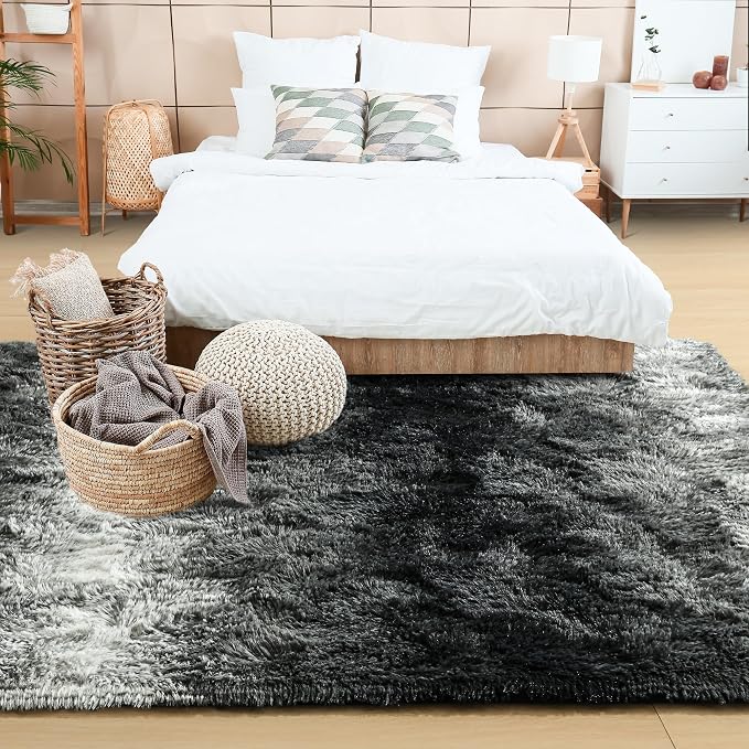 8x10 Extra Large Black and White Fluffy Area Rug Non-Slip - Image 3