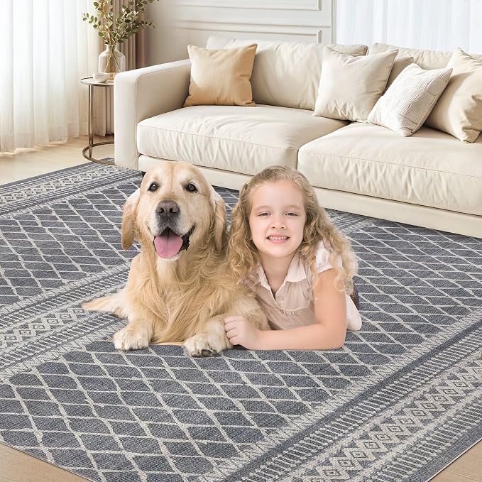 cotiled Boho 5x8 Area Rugs for Living Room: Soft Moroccan Washable Rug | Solve - Image 8