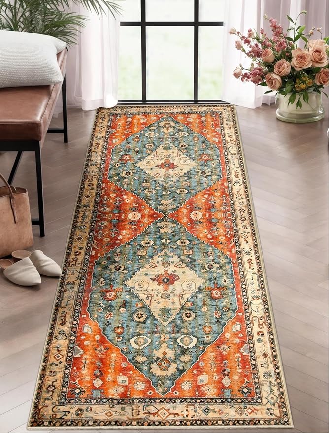 SERISSA 2x5 Washable Non Slip Boho Runner Rug by SERISSAHomeDecorCollection