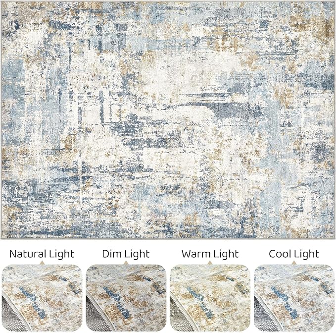 LOONGRUG 10x13 Area Rug Washable Large Neutral Modern Living Room Rug | - Image 8