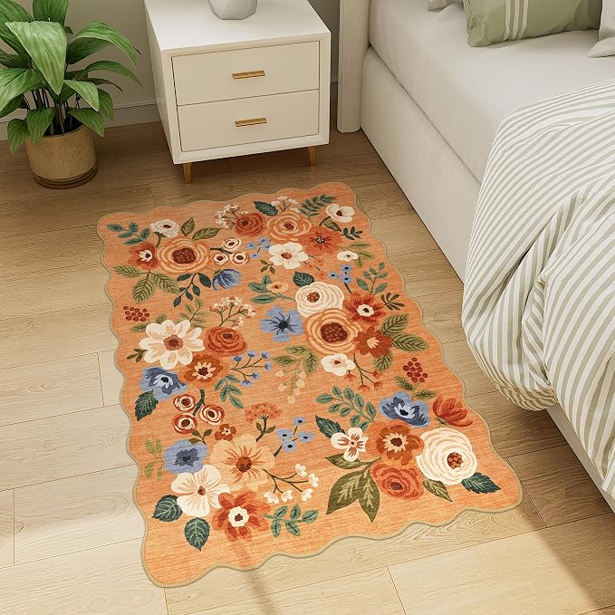 DUKINO 2x3 Rugs for Entryway, Floral Door Mat Washable Kitchen Rugs, Low Pile - Image 7