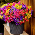 Artificial Flowers for Outdoors Fake Plants - 16 Bundles Faux Outside Greenery Boxwood UV Resistant Plastic Shrubs Decor (Mixed)